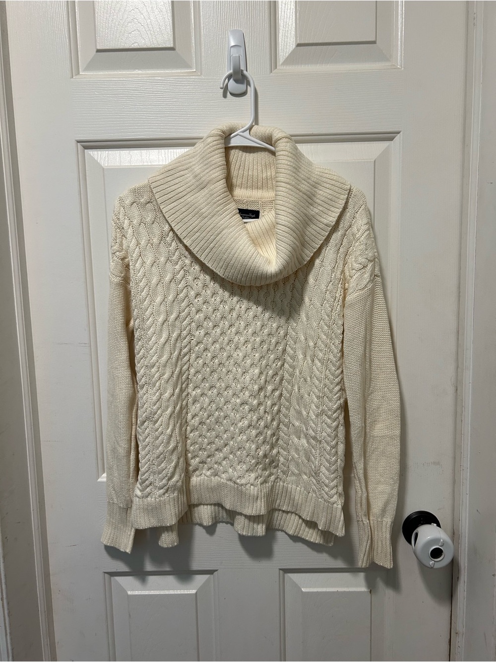 American Eagle Outfitters Cream Cable Knit Cowl Sweater
